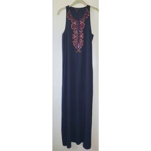 Winter Kate Maxi Dress Size M Black Sleeveless Embroidered Vintage Silk Luxury